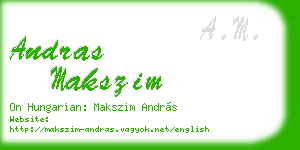 andras makszim business card